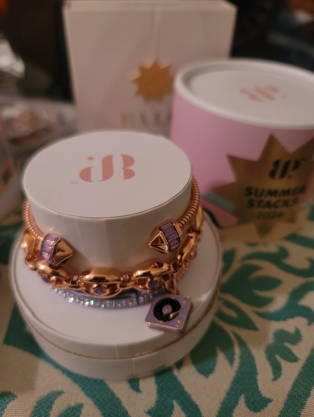 NWT-BP 2026 Summer Stacks Rose Gold Stackable Bracelets-Periwinkle Playback